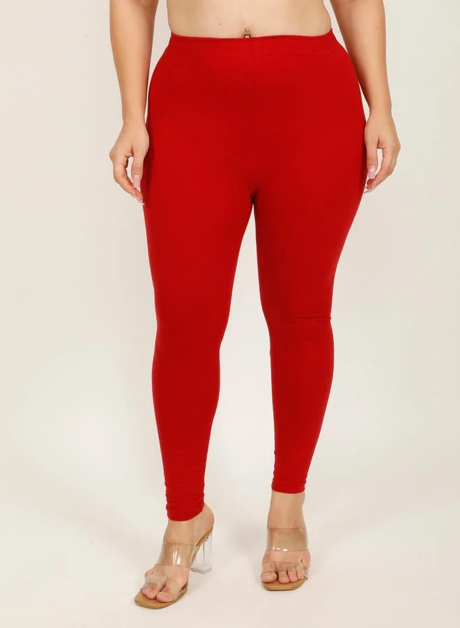 Take Two Women Maroon Solid Cotton Leggings By Dunberry London